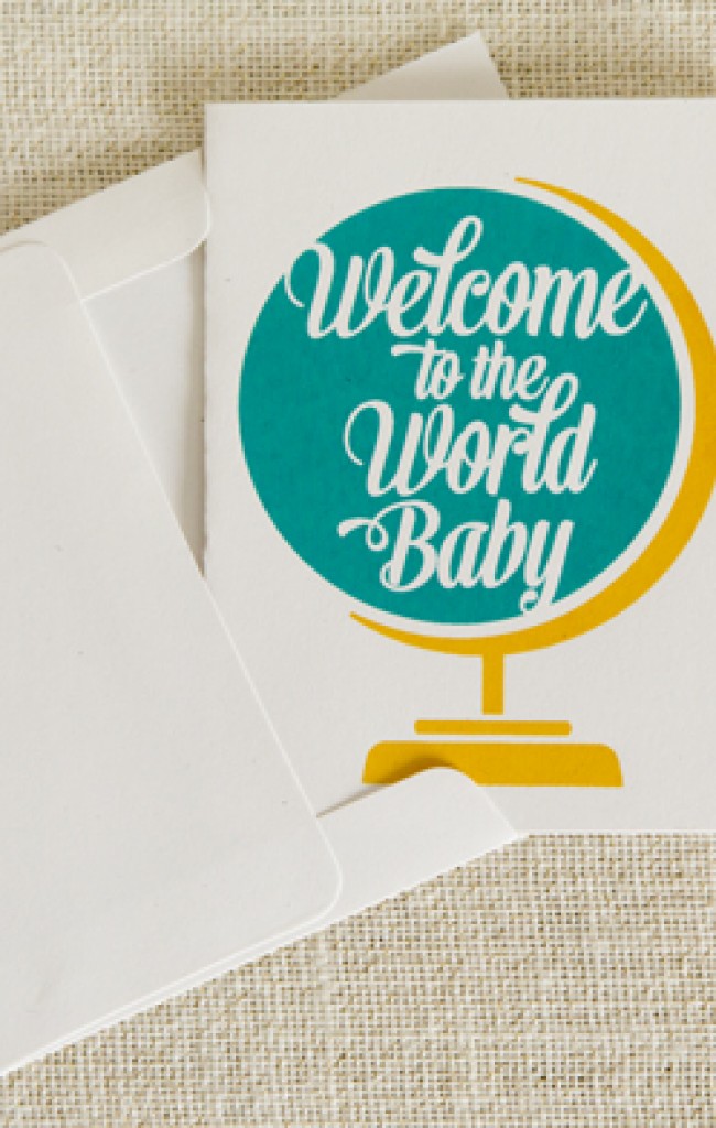 Screen printed baby card