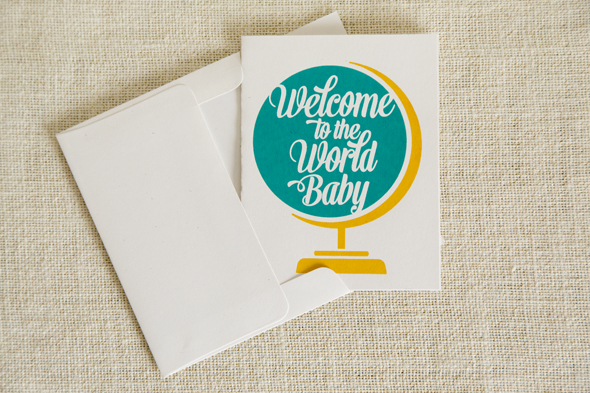 Screen printed baby card